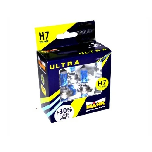 Лампа галогенная H7 12V 55W PX26d МАЯК Ultra +30% Super White 82720SW30 (2 шт.)
