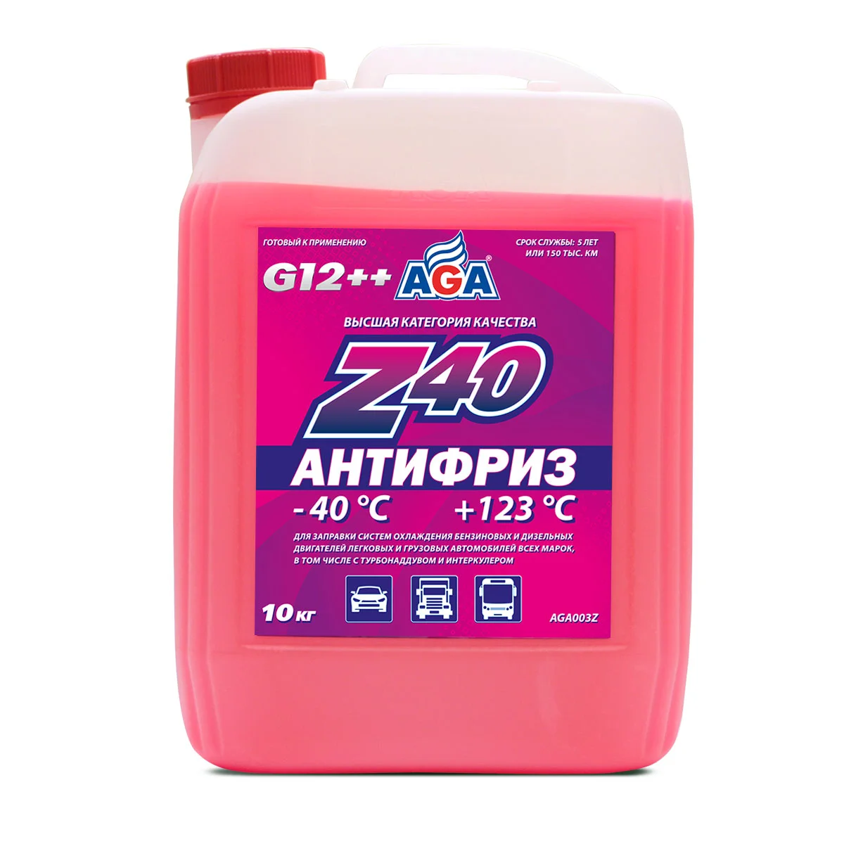 Антифриз AGA Z40 G12++ красный, 10кг